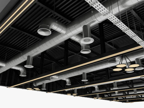 Ceiling Ventilation Pipes 22 3D Model