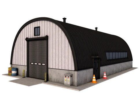 Industrieel gebouw 3 laag poly 3D Model