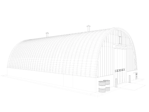 Industrial building 3 low-poly 3D Model