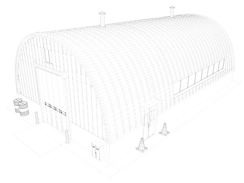 Industrial building 3 low-poly 3D Model