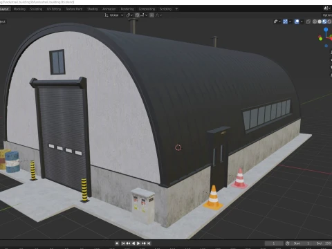 Industrial building 3 low-poly 3D Model