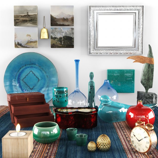 green blue decor 3D Model .c4d .max .obj .3ds .fbx .stl .blend 