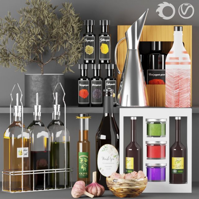 set olive oil 3D मॉडल .c4d .max .obj .3ds .fbx .stl .blend 