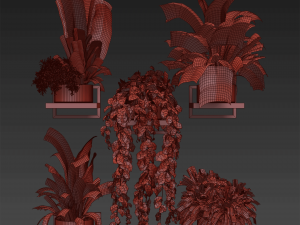 Collection plant vol 490 - hanging- palm - banana - monstera 3D Модель