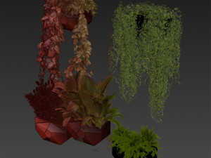 Collection plant vol 501 - hanging- lavender - peace lily - pothos 3Dモデル