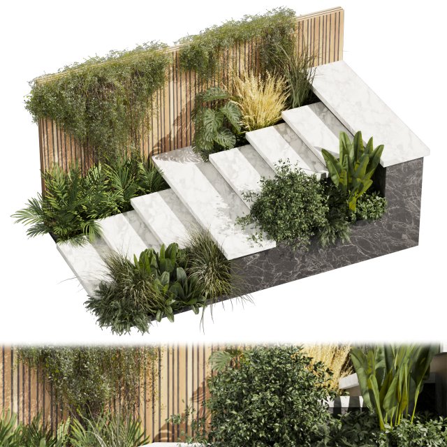 Collection plant vol 506 - Entrance - stair - garden Model 3D .c4d .max .obj .3ds .fbx .stl .blend