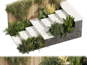 Koleksi tanaman vol 506 - Pintu masuk - tangga - taman Model 3D