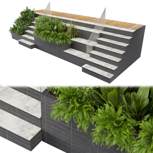 Collection plant vol 507 - Entrance - garden - stair 3D 모델 .c4d .max .obj .3ds .fbx .stl .blend 