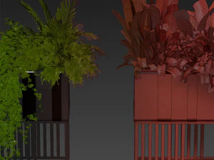 Kolekcja roślin tom 511 - pothos - palma - trawa - pampas - roślina pudełkowa Model 3D