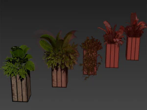 Collection plant vol 514 - box - banana - office 3D Model