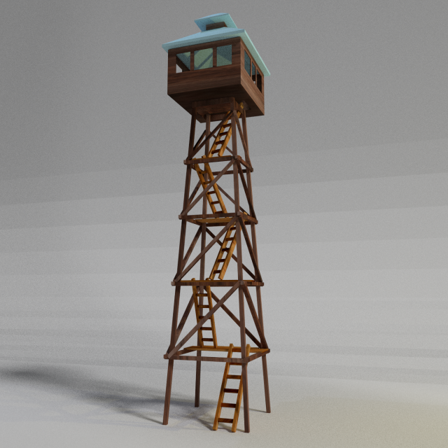 wooden watchtower 3D Model .c4d .max .obj .3ds .fbx .stl .blend 