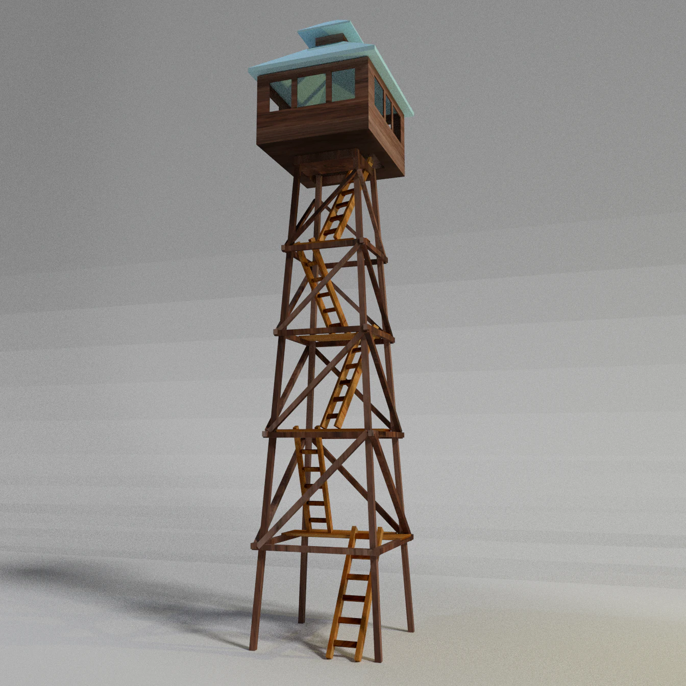 wooden watchtower 3D Model .c4d .max .obj .3ds .fbx .stl .blend 