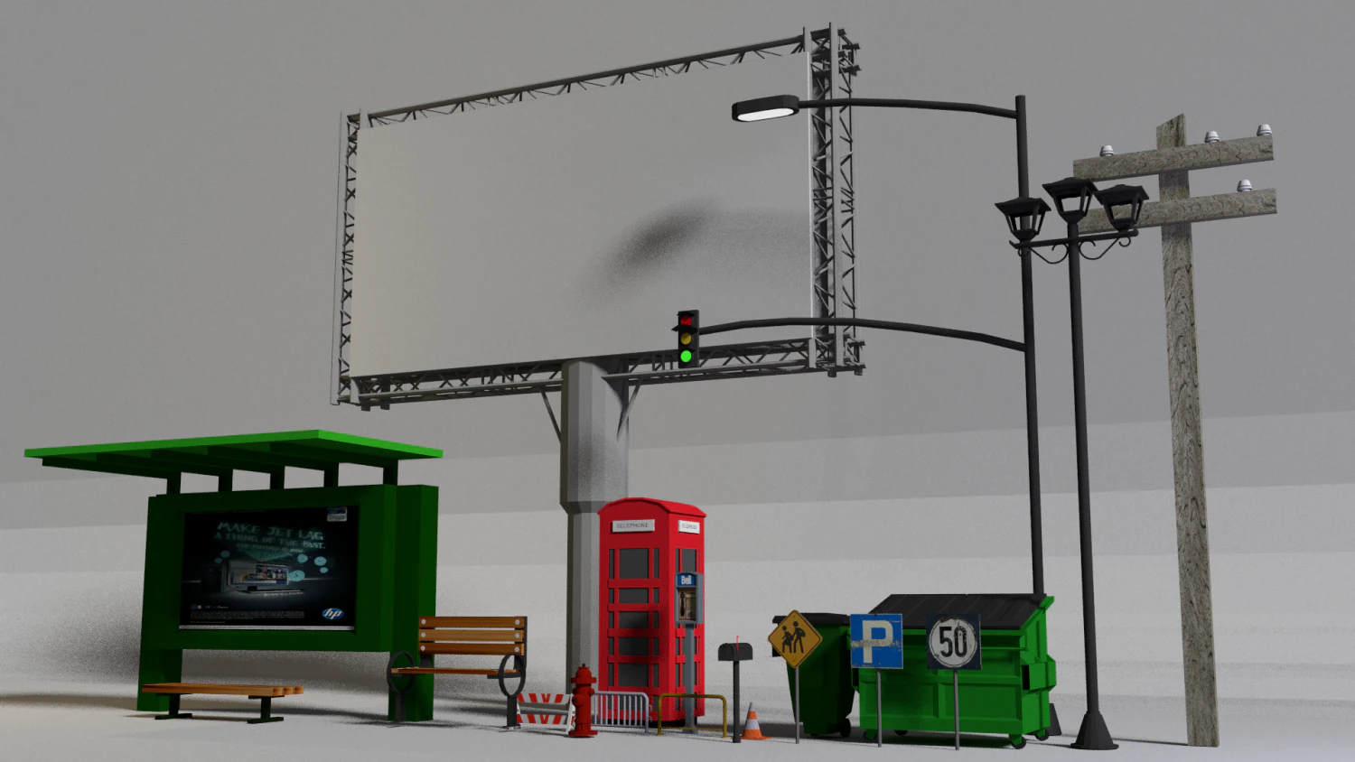 street props 3D Model .c4d .max .obj .3ds .fbx .stl .blend 