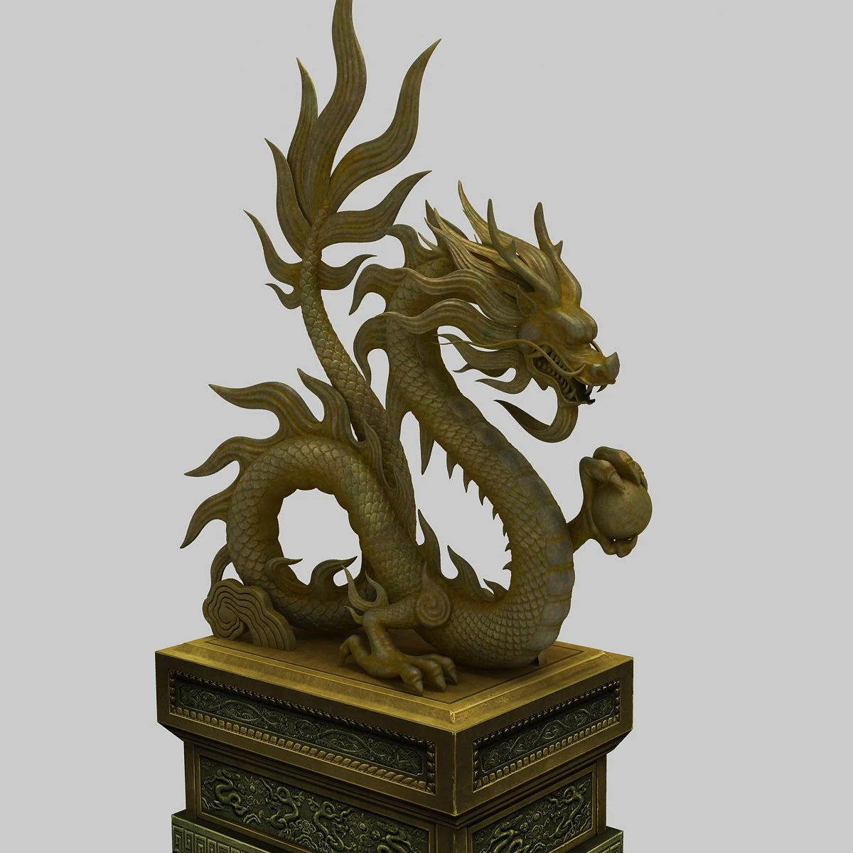 chinese dragon sculpture 3D Model .c4d .max .obj .3ds .fbx .stl .blend