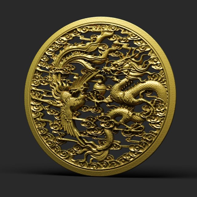 dragon and phoenix statue Model 3D .c4d .max .obj .3ds .fbx .stl .blend 