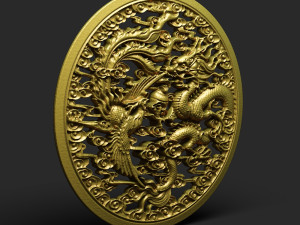 dragon and phoenix statue Model 3D