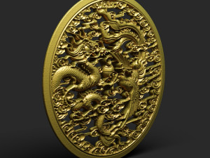 dragon and phoenix statue Model 3D