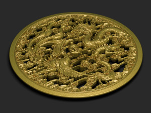 dragon and phoenix statue Model 3D
