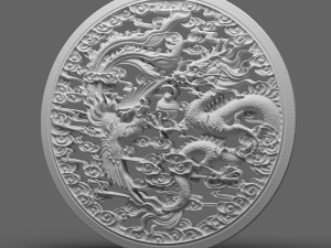 dragon and phoenix statue Model 3D