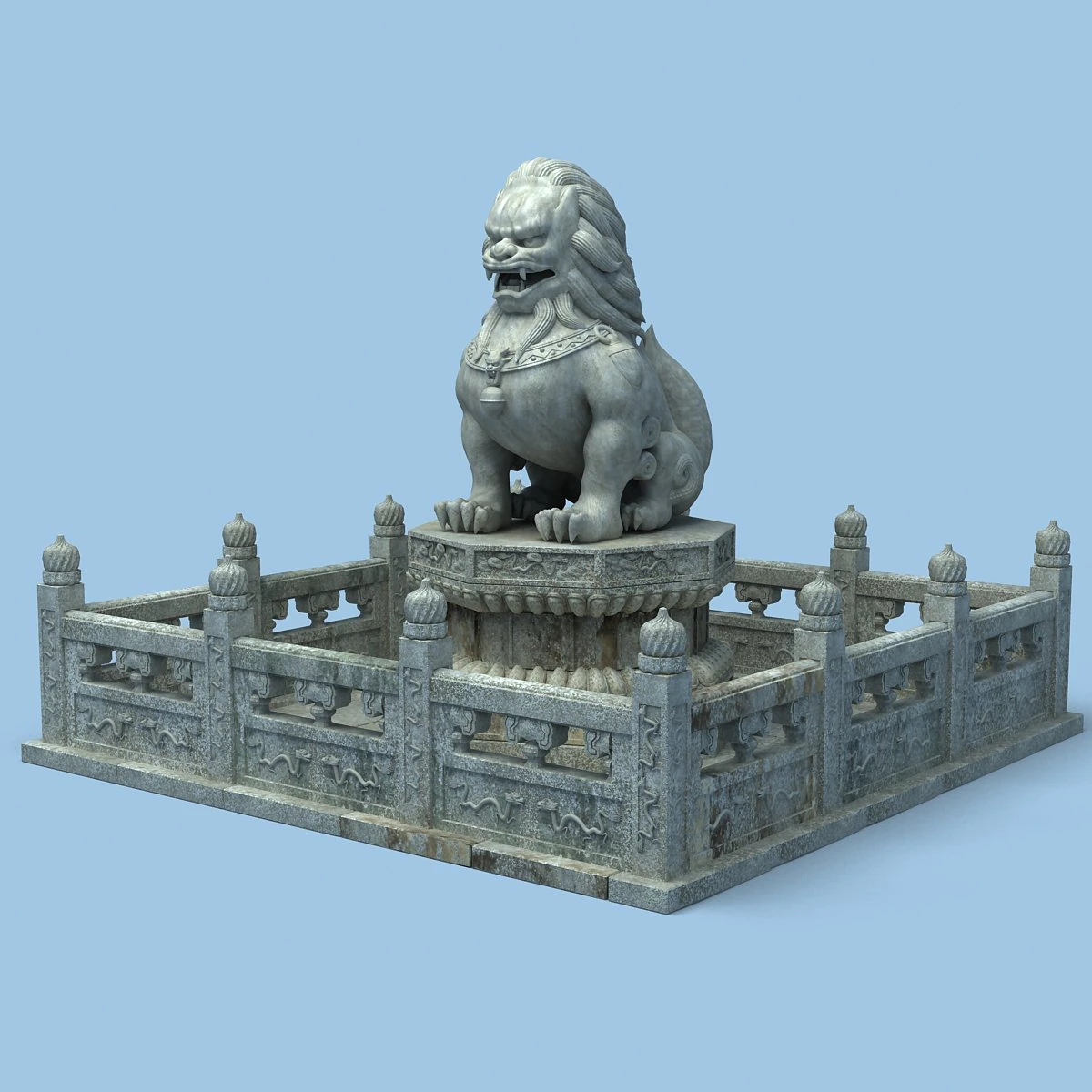 chinese lion statue 3D Model .c4d .max .obj .3ds .fbx .stl .blend