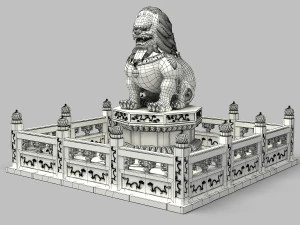 chinese lion statue 3D Model