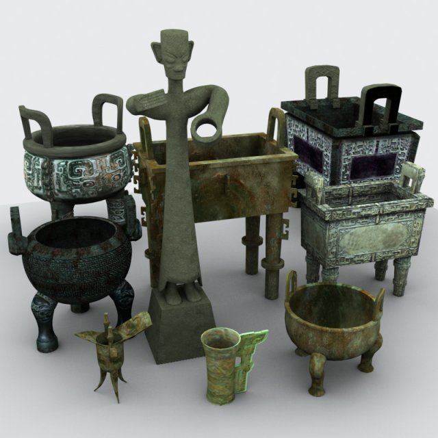 chinese bronze 3D Модель .c4d .max .obj .3ds .fbx .stl .blend 