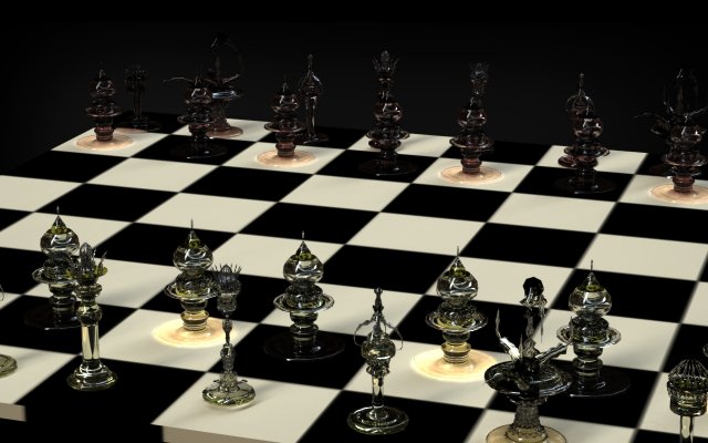 Gothic Chess glass 3D Model .c4d .max .obj .3ds .fbx .stl .blend 