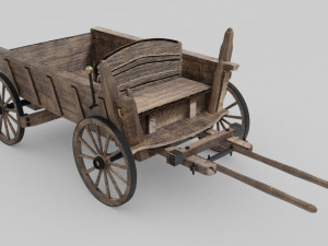 wooden wagon - cart 3D Model