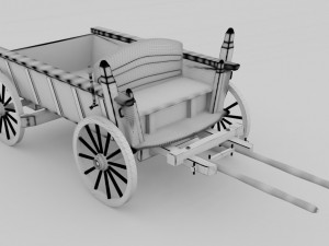 wooden wagon - cart Modello 3D