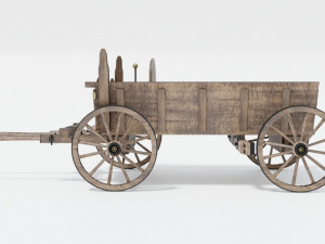 wooden wagon - cart Modello 3D