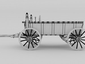 wooden wagon - cart Modello 3D