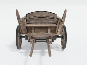 wooden wagon - cart Modello 3D