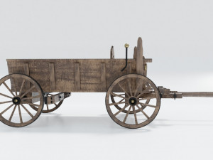 wooden wagon - cart Modello 3D