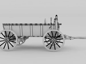 wooden wagon - cart 3D Model