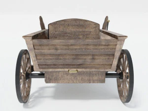 wooden wagon - cart 3D Model