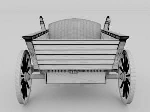 wooden wagon - cart 3D Model