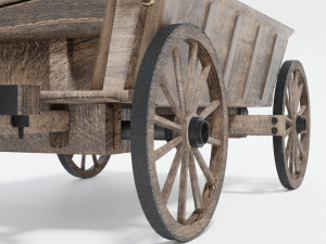 wooden wagon - cart Modello 3D
