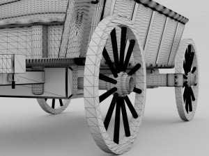 wooden wagon - cart Modello 3D