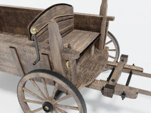wooden wagon - cart 3D Model