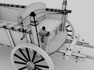 wooden wagon - cart 3D Model