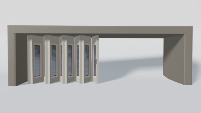 rigging multi-fold panel door Model 3D .c4d .max .obj .3ds .fbx .stl .blend 