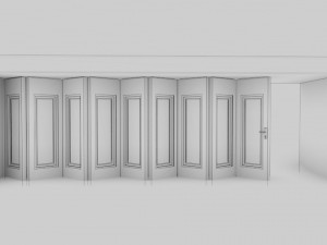 rigging multi-fold panel door Model 3D
