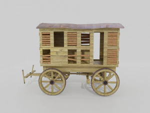old western goods wagon 3D Model