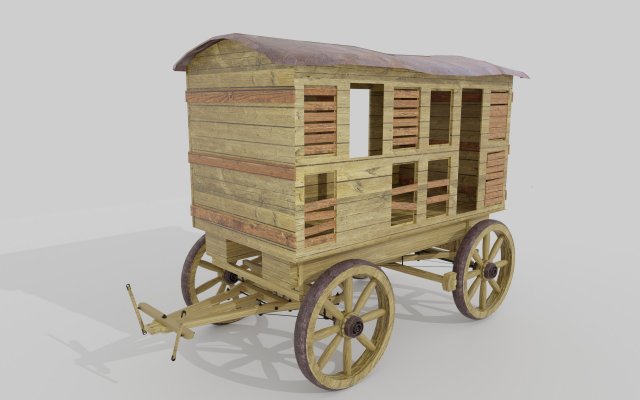 old western goods wagon 3D 모델 .c4d .max .obj .3ds .fbx .stl .blend 