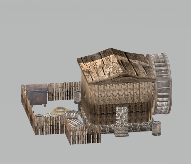 high quality mill house model for any purpose Modelo 3D .c4d .max .obj .3ds .fbx .stl .blend 