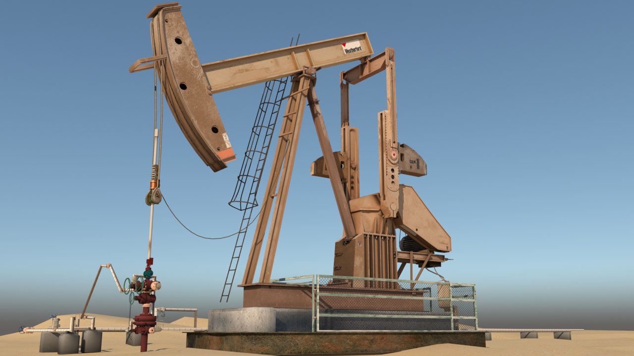 Oil Pumpjack Beam Pump Rigged And Animated 3d Model In