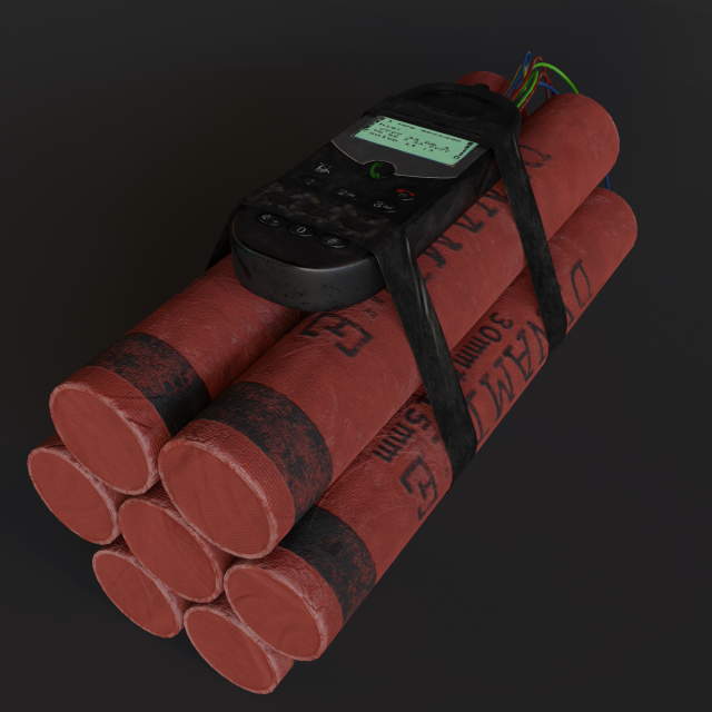dynamite phone bomb 3D Model .c4d .max .obj .3ds .fbx .stl .blend 