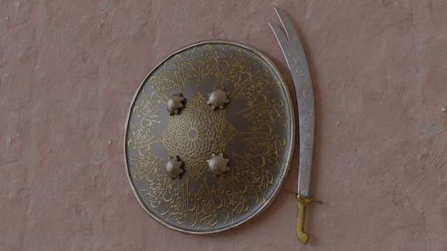 sword n shield arabic islamic realisric and historic 3D 模型 .c4d .max .obj .3ds .fbx .stl .blend 