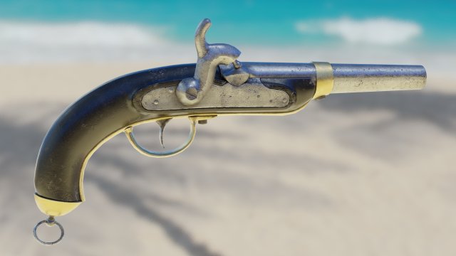 historic old medievel flintlock dragon pistol rifle low-poly 3D Model .c4d .max .obj .3ds .fbx .stl .blend 