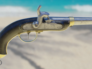 historic old medievel flintlock dragon pistol rifle low-poly 3D Model